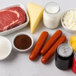 Aliments acidifiants : faut-il vraiment les éviter ? 7 Assortiment d’aliments acidifiants à éviter comme viande rouge, fromage, sodas, sucre raffiné et charcuterie