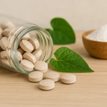 Alkaline supplements: comprimés de suppléments alcalins avec feuilles vertes et poudre minérale