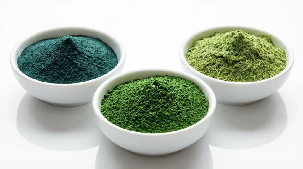 alkaline supplements poudres vertes spiruline chlorelle compléments alcalins