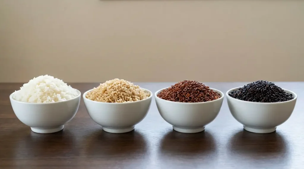 différents types de riz acide ou moins acide alimentation