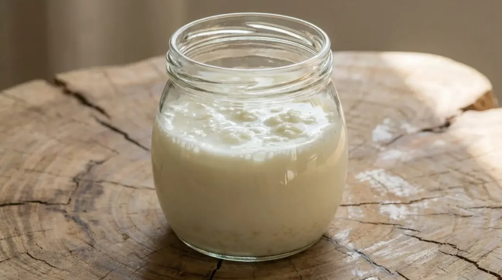 grains de kéfir dans du lait