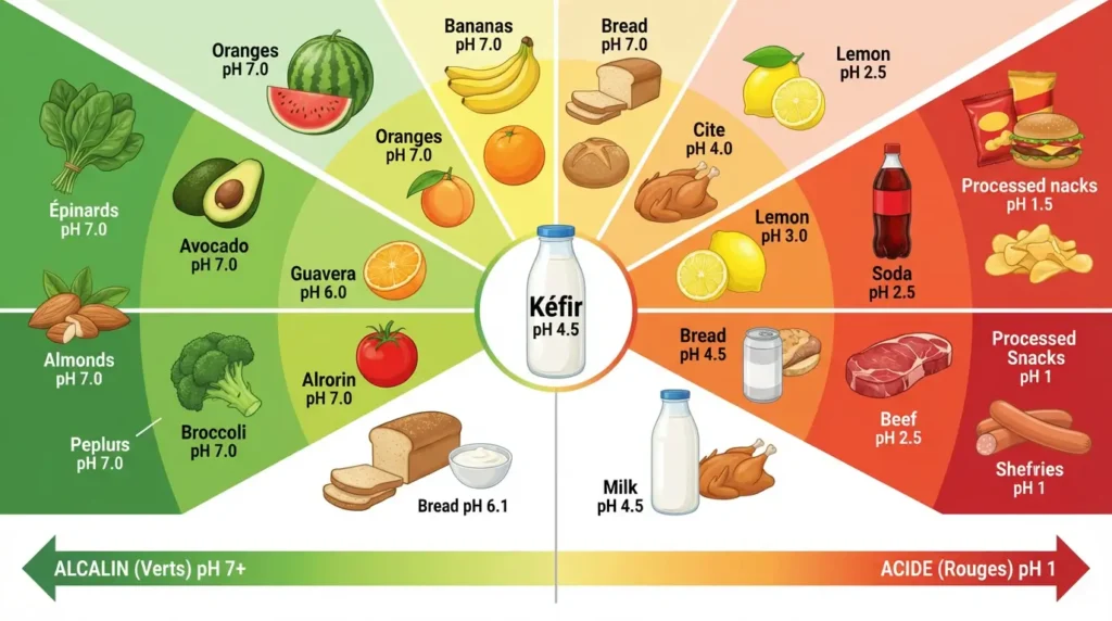 kéfir pH alcalin équilibre acido-basique et alimentation alcaline