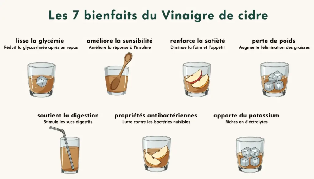 Infographie des 7 vinaigre de cidre bienfaits pour la santé