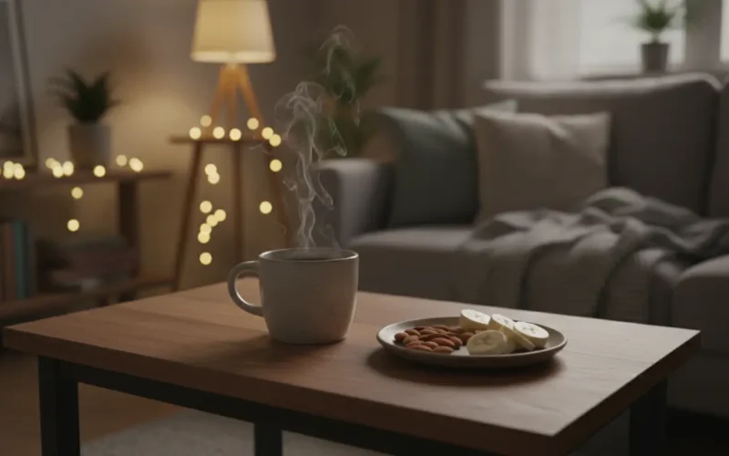 Ambiance cosy pour illustrer l'alimentation alcaline et le sommeil