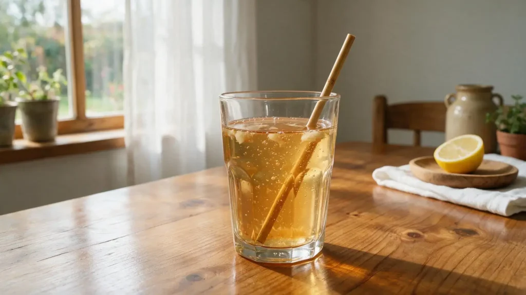 Verre de boisson au vinaigre de cidre bienfaits avec citron